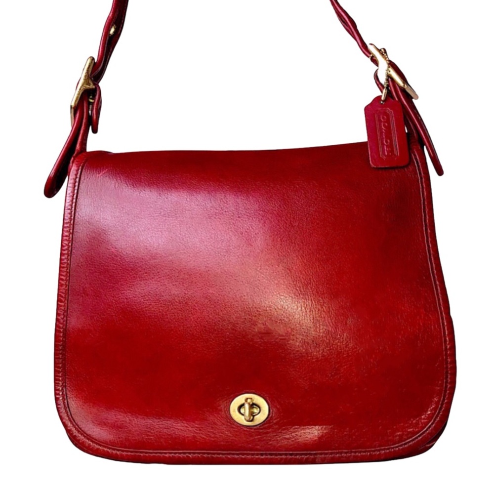 Vintage COACH Stewardess Red Glove Tanned Turn Lock Bag Costa Rica COA 9525